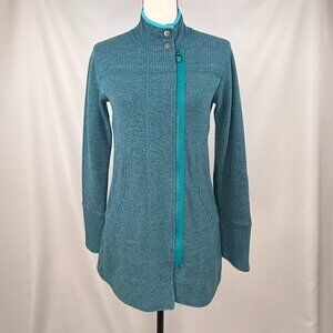 Title Nine Women’s “Swacket” Wool Blend Sweater Jacket in Teal, Medium
